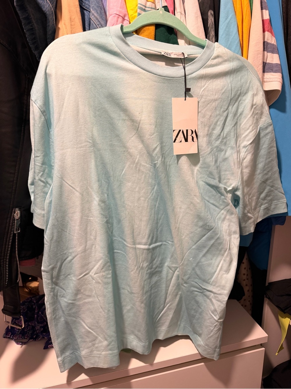 ZARA Men’s Light Blue Crewneck T-Shirt m medium